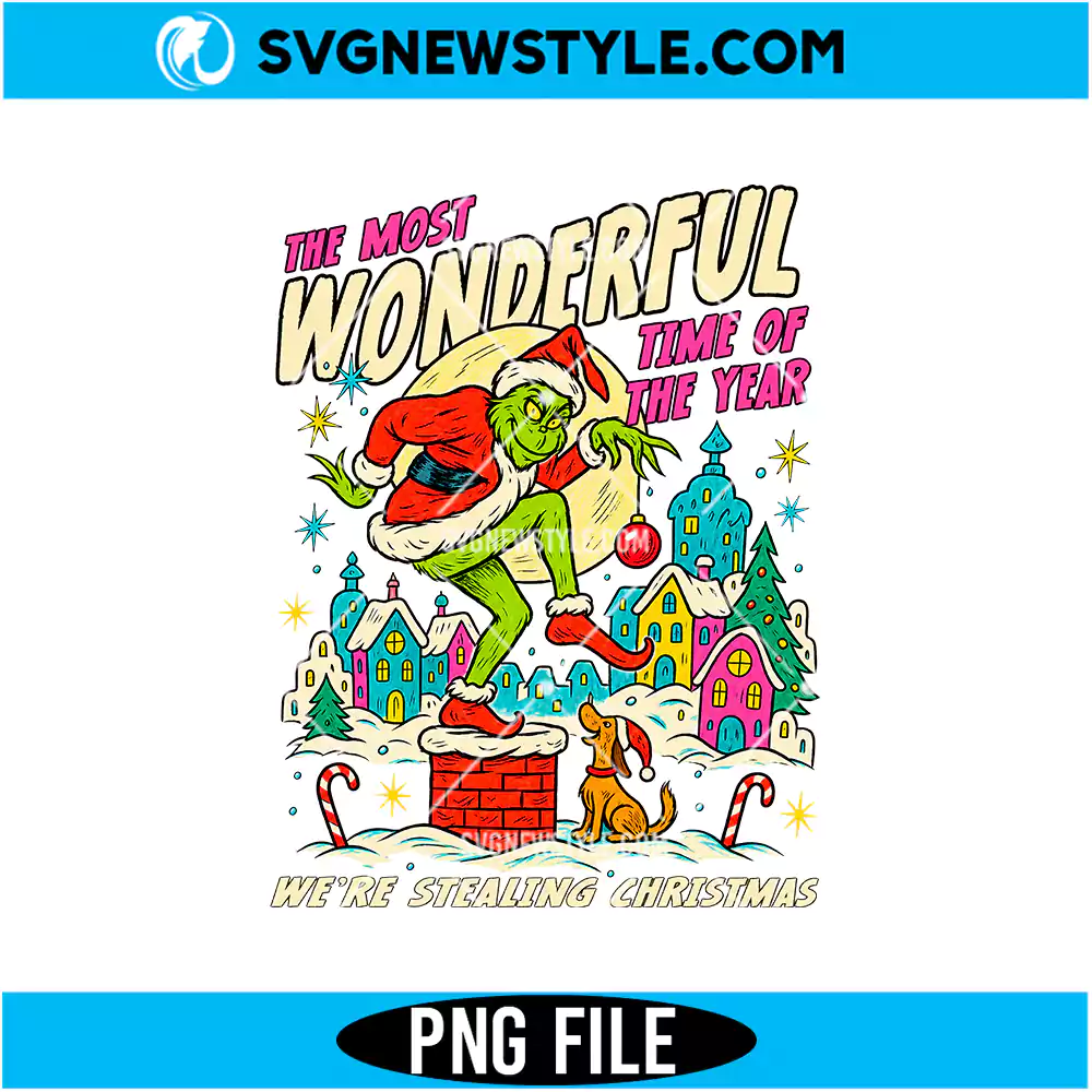 Grinch Stealing Christmas 90s PNG Digital Download | Festive Holiday Grump Graphic 1 Grinch Stealing Christmas 90s PNG