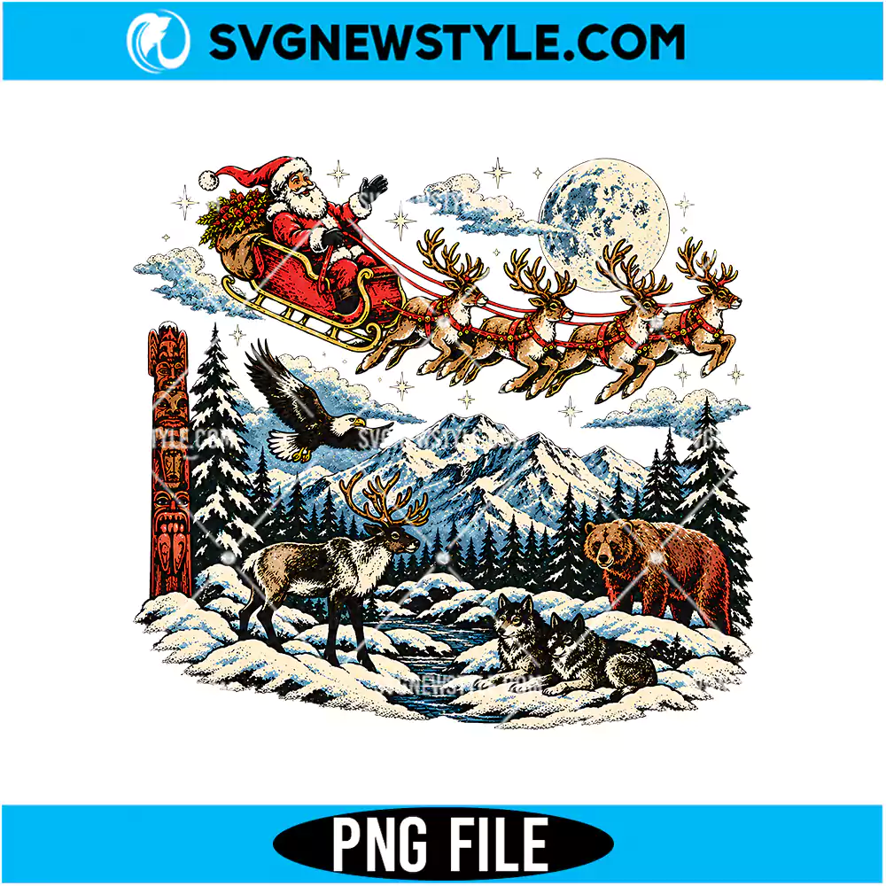 Vintage Alaska Christmas PNG Retro Holiday Sublimation Digital Download 1 Vintage Alaska Christmas PNG
