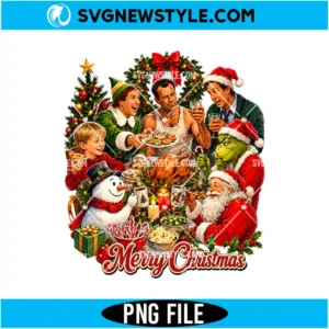 Vintage Holiday Characters Dinner PNG