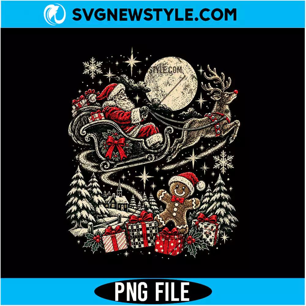 Reindeer Santa Gingerbread Png Digital Download | Festive Holiday Baking Graphic 1 Reindeer Santa Gingerbread Png