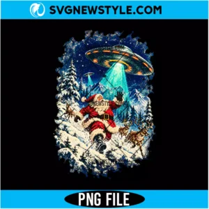 Vintage Santa UFO Christmas PNG
